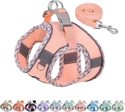 AIITLE Escape-Proof Dog Harness - Extra Soft Jacquard Fabric with Moisture-Wicking Lining, Adjustable Fit for Boston Terrier, Pekingese - Running, Playdates, Outdoor Adventures (Pink, L)