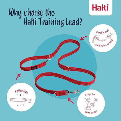 Halti Training Leash - Multifunctional Double-Ended Dog Leash, Ideal for Anti-Pulling Dog Training. Lightweight, Soft & Durable. Suitable for Puppies and Small Dogs (Size Small, Red, 2m)