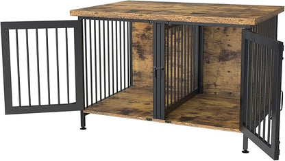GDLF Double Dog Crate with Divider for 2 Small or 1 Dog, Furniture Style Kennel Indoor Cage with Removable Panel (Int.dims:36.2”Wx24.5”Dx21”H)