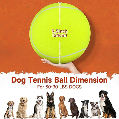 QDAN Giant Large Tennis Ball for Dogs: 9.5" Premium Balls for Dog for Outdoor Play, Big Tennis Ball Dogs Toy, Tennis Ball for Small Medium Large Dogs, Pet Balls Birthday, Yellow