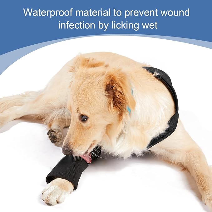 Coodeo Dog Recovery Suit, Cone Collar Alternative, Abrasion Resistant Dog Recovery Sleeve, Washable 2.5mm Thick and Waterproof, Pet Wounds Prevent Licking, Bite, Keep Dry (Black, XL)