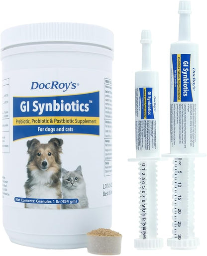 Doc Roy’s GI Synbiotics Probiotic & Prebiotic Supplemental Gel for Dogs & Cats, Digestive & Immune Health Supplement with Live Cultures, BgMOS & Beta Glucans, Chicken Flavor, 15ml Oral Gel