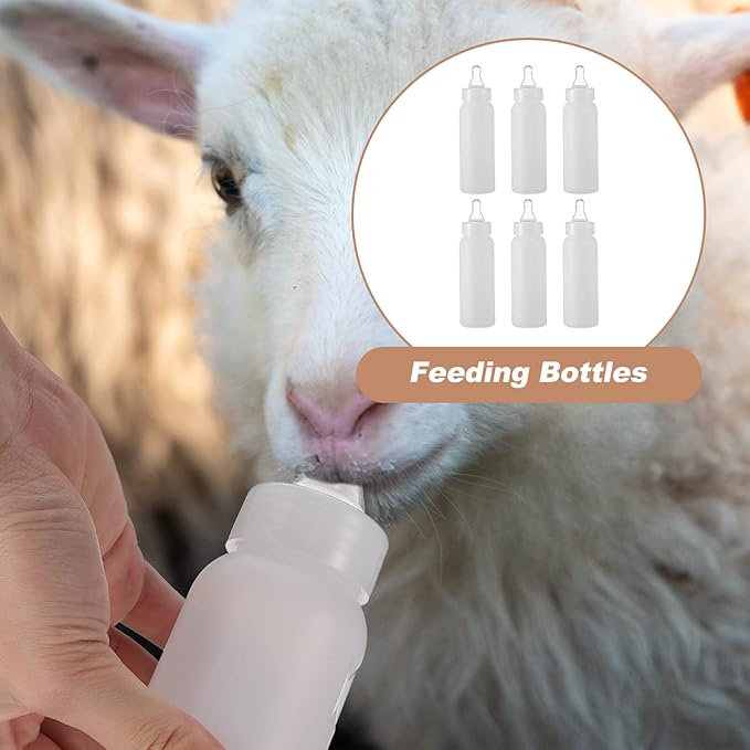 POPETPOP 6 Pack 250ml Pet Bottle Feeder Milk Replacer for Lambs Calves Puppies Design