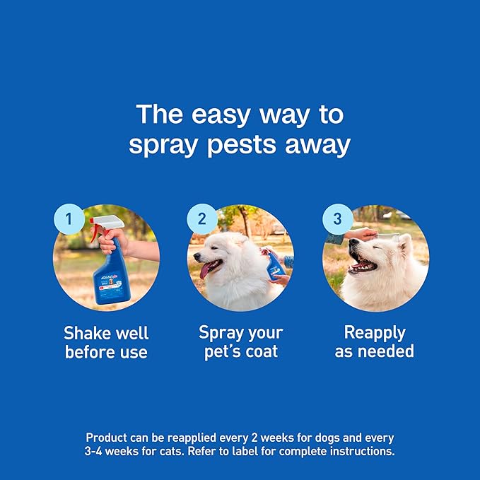 ADAMS Plus Flea & Tick Dog and Cat Spray, Kills Fleas & Ticks, Repels Mosquitoes, Prevents Flea Infestations for up to 2 Months, Flea Treatment for Dogs, Cats, Puppies, & Kittens, 16 Fl oz