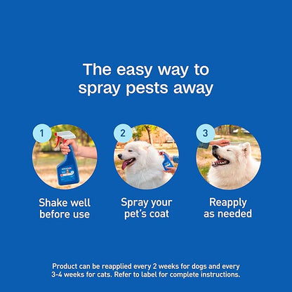 ADAMS Plus Flea & Tick Dog and Cat Spray, Kills Fleas & Ticks, Repels Mosquitoes, Prevents Flea Infestations for up to 2 Months, Flea Treatment for Dogs, Cats, Puppies, & Kittens, 16 Fl oz