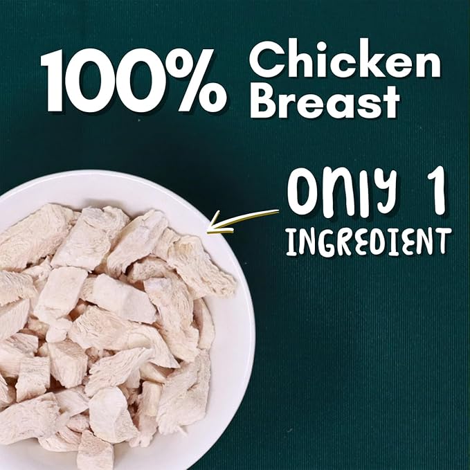 Just Chicken Raw Freeze-Dried Bites Two-Pack Single Source Dog & Cat Treats Food Topper - Training Treasure, Perfect for Picky Eaters, Grain-Free, Protein Rich (2 Packs) (2.0 oz each, Just Chicken)