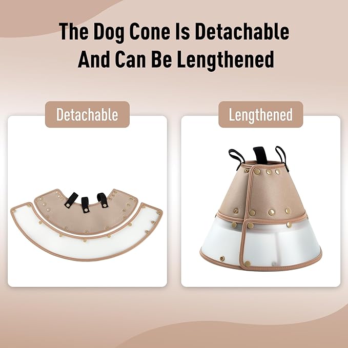 Soft Dog Cone Collar for Large Medium Small Dogs - Adjustable Pet Recovery E-Collar, Tan XLarge Long
