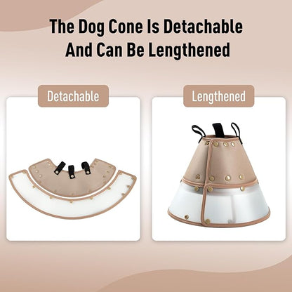 Soft Dog Cone Collar for Large Medium Small Dogs - Adjustable Pet Recovery E-Collar, Tan XLarge Long