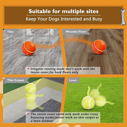 PetDroid Interactive Dog Toys Dog Ball, [Newly Upgraded] Durable Motion Activated Automatic Rolling Ball Toys for/Small/Medium/Large Dogs,USB Rechargeable(Orange)