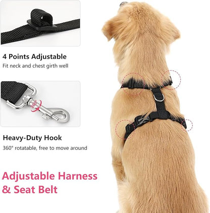 VavoPaw Dog Seat Belt, Safety Vest Dog Car Harness with Adjustable Buckle Dog Seat Belt for Vehicle Nylon Pet Safety Seat Belts Heavy Duty(XXL, Magenta)