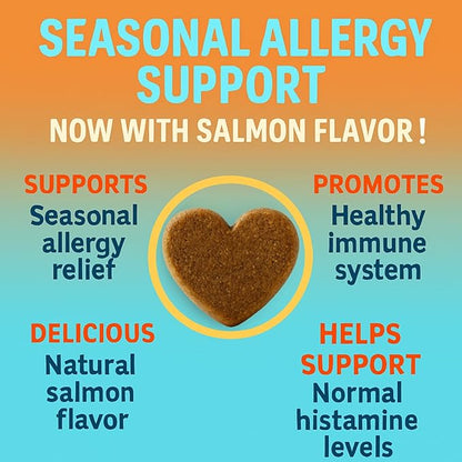 Dog Allergy Relief Chews – Anti-Itch Skin & Coat with Probiotics, Omega 3 & Colostrum – Itchy Skin, Paw Licking & Seasonal Allergies Support – Salmon Flavor – 100 Soft Chews