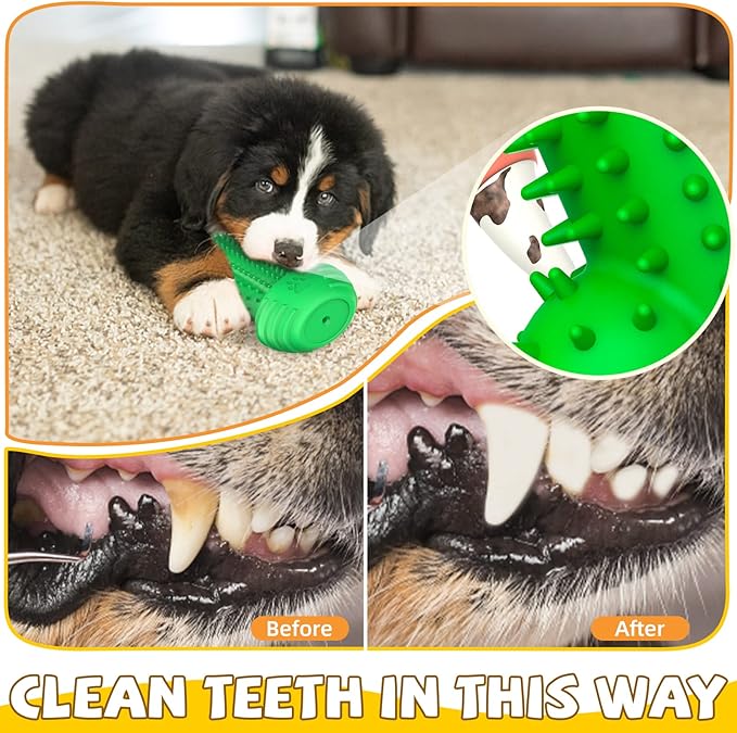 Pamlulu Christmas Dog Gifts, Dog Toys for Small Dogs Dog Toothbrush for Teething Cleaning, Rubber Squeaky Toys for Puppy