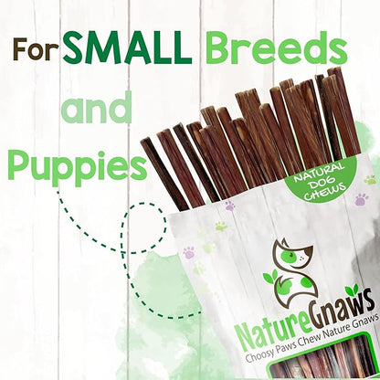 Nature Gnaws Super Skinny Bully Sticks for Small Dogs 5-6" (15 Count) - Long Lasting for Light Chewers and Puppies - Extra Thin Natural Beef Dog Chew Treats