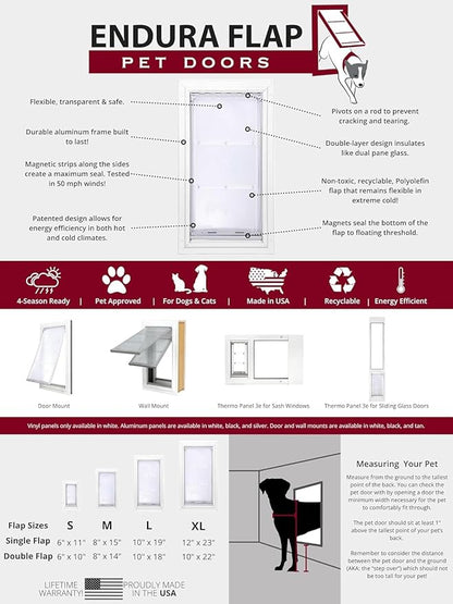 Endura Flap Double Flap Pet Door for Door Installations | Stylish for Interior & Exterior Doors | Durable Aluminum Frame & Weatherproof Dual-Layer Flap | White, Small, Double Flap
