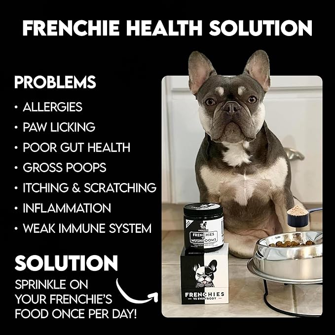 Mushroom Supplement for Dogs – Turkey Tail Mushroom for Dog Immune Support, Digestion, Allergies & Longevity with Omega3 & Turmeric | for Dogs Lumps and Bumps | French Bulldog Optimized