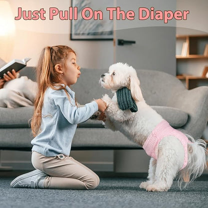 Ambreview Disposable Dog Diapers Female, Just Pull It Up, Doggie Diapers for Female Dogs, Strong Absorbency | Leak Proof, for Dogs in Heat | Elderly | Disabled, L 10 PCS