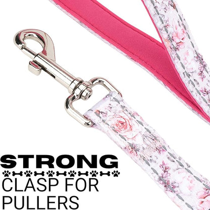 EcoBark Dog Leash - Soft & Reflective Comfort Leash with Padded Handle - Strong Durable Heavy Duty - Training and Pulling for Small, Medium or Large Dogs (Floral)