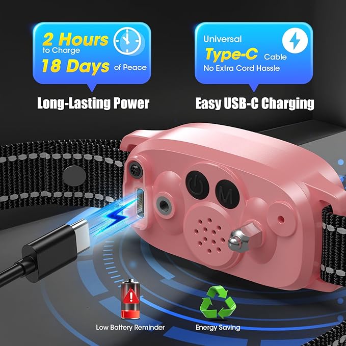 Smart AI Bark Collar for Large Medium Small Dogs, Anti Barking Device with 5 Training Modes, Exclusive Forced Bark-Stopping, Rechargeable IP67 Waterproof Bark Collar with 5 Sensitivity (Pink)