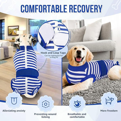 Lukovee Recovery Suit for Dogs, Zipper On Recovery Suit for Female Male Dog, Onesie Abdominal Wounds Cone E-Collar Alternative Prevent Licking Spay Recovery Suit (1BL,XL)