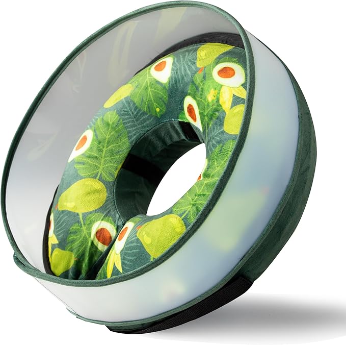 Inflatable Dog Cone, Soft Dog Cone Collar After Surgery for Alternative with Enhanced Anti-Licking Guard Shield Adjustable Detachable, Elizabethan Collar (L, Avocado)