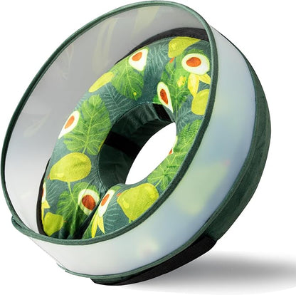 Inflatable Dog Cone, Soft Dog Cone Collar After Surgery for Alternative with Enhanced Anti-Licking Guard Shield Adjustable Detachable, Elizabethan Collar (L, Avocado)