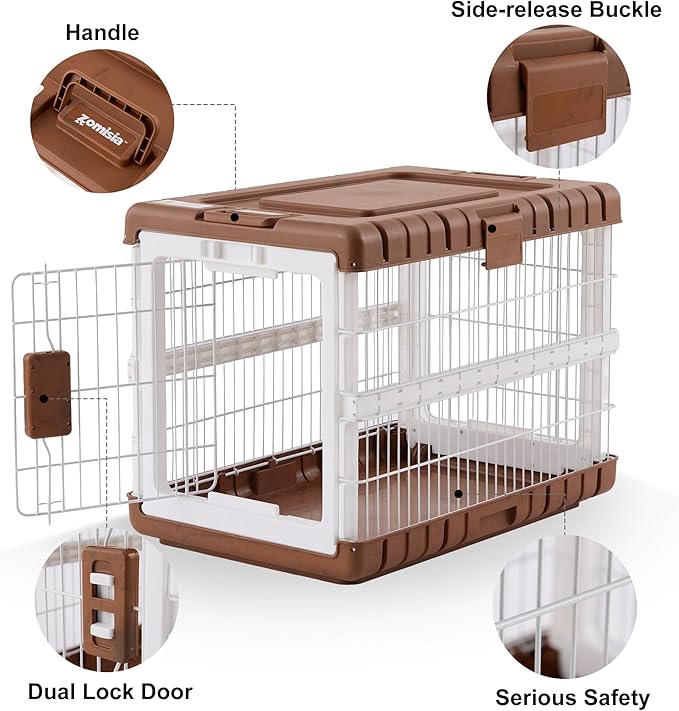 ZOMISIA Collapsible Dog Crate for Large Dogs - 36" L Heavy Duty Dog Kennel No Tools Required with 4 Sides Steel Foldable Cage for Dogs Indoor, Portable Carrier with 2 Smooth Wheels, Woodgrain