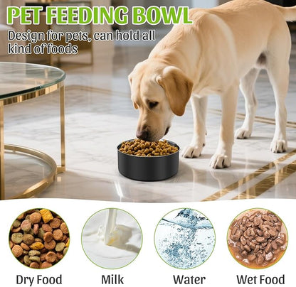 Dog Crate Bowl, Kennel Dog Bowls Mountable & Non Slip Rubber Base Food and Water Bowls, 34oz & 25oz Metal Dish for Medium and Small Pets, Cats, Dogs, Puppy, Rabbit, 2 Pack, Black