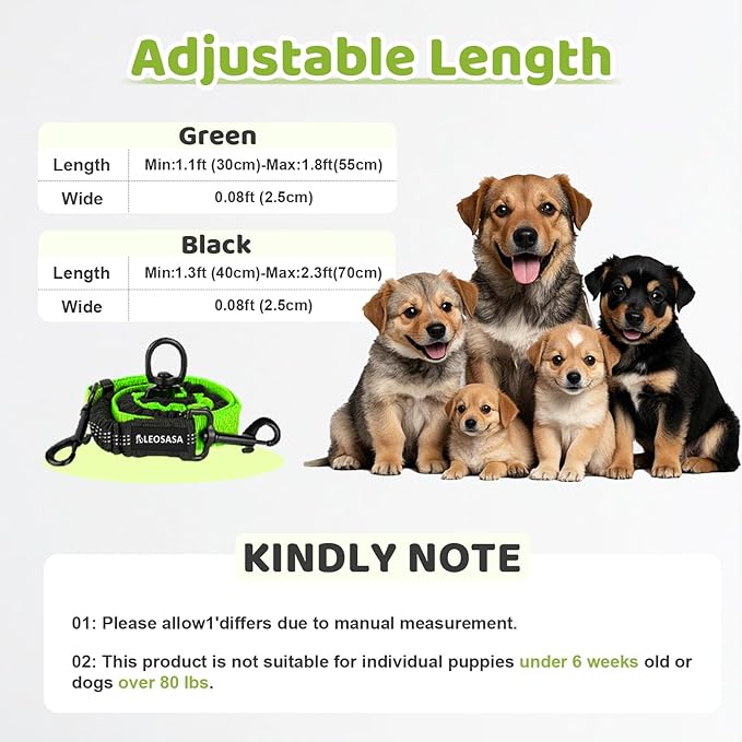 Double Dog Leash - 360°Swivel Tangle Free Splitter Attachment, 2 Dogs Multi-Functional Leashes, Dual Rope for Outdoor Walk Train Small Medium Large Two Pet, Green