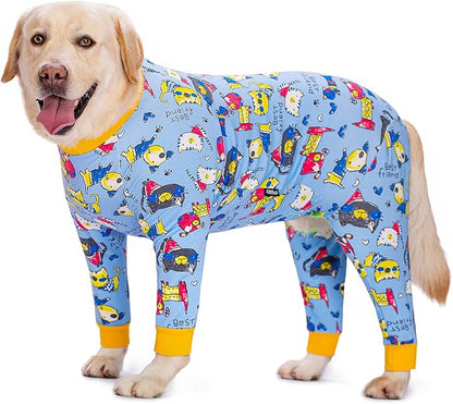 Blue Cartoon Dog Recovery Suit for Dogs After Surgery Anti Shedding Suit,Large Dog Bodysuit After Surgery Wear,for Female Male Abdominal Wounds Spay or Skin Diseases