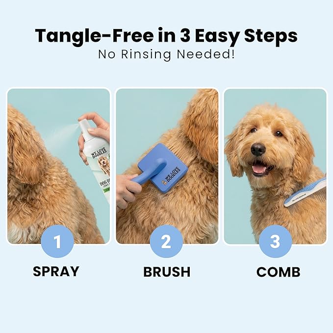 We Love Doodles Dog Detangler Spray - Leave-in Conditioner for Dogs - Dog Detangling Spray - Dematting Spray for Dogs - Tangle Remover - Made in The USA - Large 16 fl oz (Ocean Breeze)