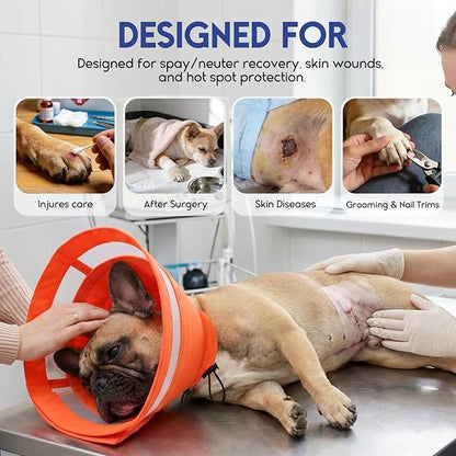 ASENKU Dog Cone Collar, Protective Recovery Dog Collar After Surgery, Comfy Adjustable Cone for Dogs to Stop Licking, Pet E-Collar for Small, Medium & Large Dogs(Orange, XL)
