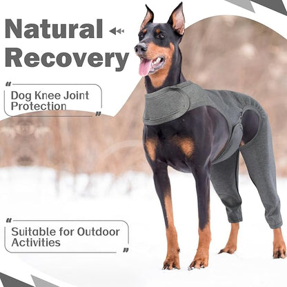 ROZKITCH Back Leg Cover for Dogs Licking for Rear Right Left Leg, Pet Prevent Licking Wound Elbow Protector, Dog Wound Protector Garment Medium for Sprain ACL CCL Arthritis Joint Care Grey M