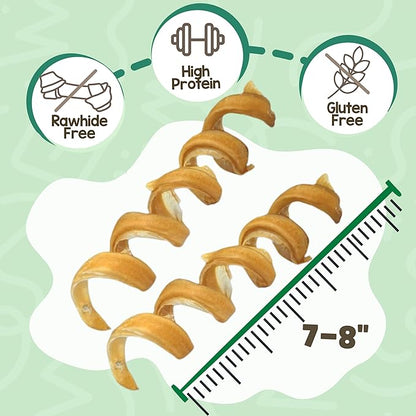 Nature Gnaws Bully Stick Springs for Dogs 7-8" (12 Count) - Long Lasting for Aggressive Chewers - Natural Curly Beef Dog Chew Bones - Rawhide Free