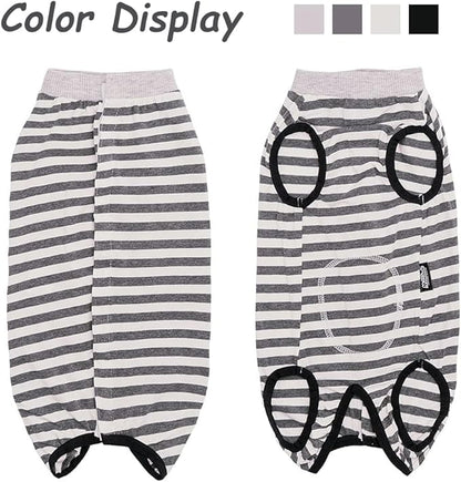 Dog Recovery Suit After Surgery,Spay Neuter Clothes for Female Dogs,Small Medium Dog Shirt,E-Collar Cone Alternative,Prevent Licking Wound Dog Onesie,Pet Surgical Suit(Grey White Stripe-s)
