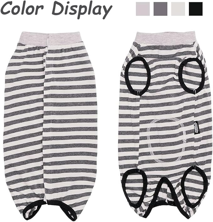 Dog Recovery Suit After Surgery,Spay Neuter Clothes for Female Dogs,Small Medium Dog Shirt,E-Collar Cone Alternative,Prevent Licking Wound Dog Onesie,Pet Surgical Suit(Grey White Stripe-XXL)