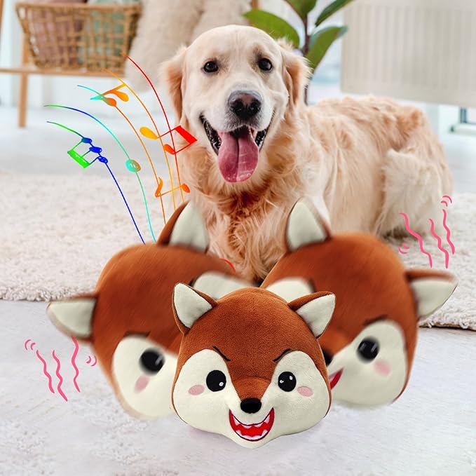 BABORUI Interactive Dog Toys Fox, Jumping Squeaky Dog Toys with Recording and Music Modes, Rechargeable Moving Dog Chew Toys for Small/Medium/Large Dogs to Keep Them Busy(Fox)