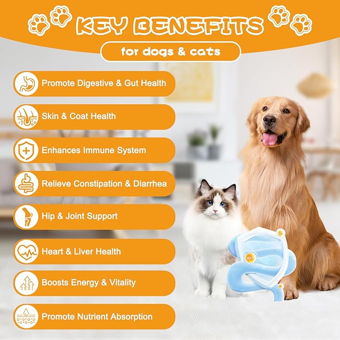 Probiotics for Dogs & Cats, with Prebiotics, Digestive Enzymes,Inulin, Pumpkin for Digestive, Gut, Skin & lmmune Health, Reduce Diarrhea & Gas, Small and Large Dog & Cats, 120 Chews
