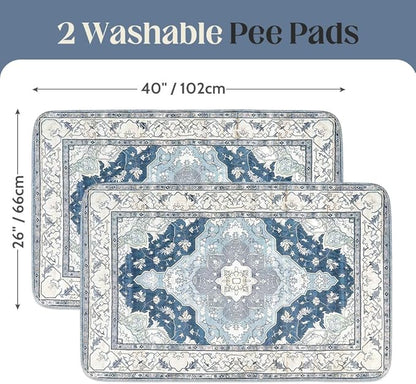 Washable Pee Pads for Dogs 2 Pack Reusable Puppy Training Pads 40"x26" Super Absorbent Waterproof Dog Training Pads, Non-Slip Potty Pads Whelping Pads Litter Mat Pet Supplies - Navy/Mix