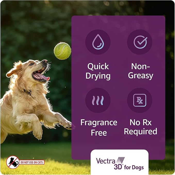 Vectra 3D For Dogs Flea, Tick & Mosquito Treatment & Prevention For Extra Large Dogs Over 95 lbs - 3 Month Supply
