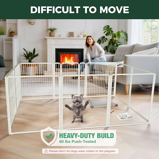 FXW AuraSpace Pro Acrylic & Wire Mesh Indoor Dog Playpen, 32" Height 10 Panels Metal Dog Pen for Small and Medium Dogs, White│Patented
