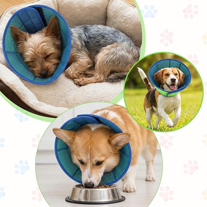 Soft Cone Collar for Dogs, Adjustable Breathable Cone Collar for Mild Care Small Dogs Fit Neck Size 11.8-13.8in, Post-Surgery Recovery E-Collar