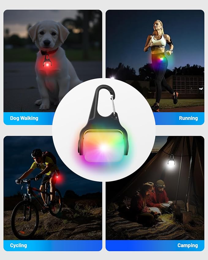 Dog Collar Light 2 Pack, Dog Lights for Night Walking 4 Modes, Waterproof Dogs Light Clip on Rechargeable, LED Dogs Walking Lights for Night Running, Camping, Climbing, Bike