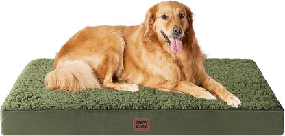 EHEYCIGA Orthopedic XL Dog Beds for Extra Large Dogs with Removable Washable Cover for Crate, Dark Green, 41x27