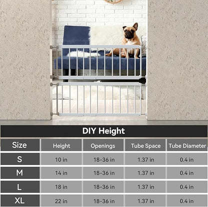 Short Dog Gate Indoor - MOOECKOM 10" Tall Small Dog Gate 18"-36'' Width Expandable, Easily Step Over Pet Gate with 2 Extension Kits - Pressure Mounted for Doorways Stairs.