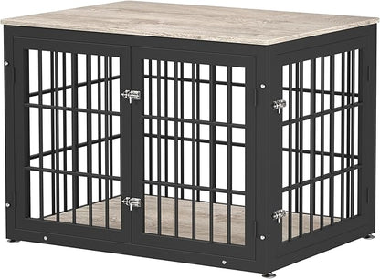 rehomerance 42 Inch Heavy Duty Dog Crate Furniture for Large and Medium Dogs, Decorative Pet House End Table, Wooden Cage Kennel Furniture Indoor, Grey