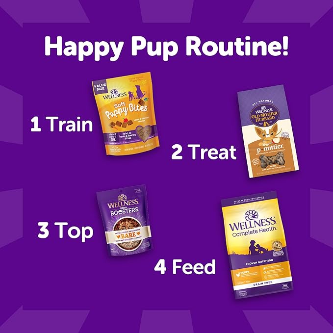 Wellness Puppy Treats,Natural,Training Treat,Grain Free,Crunchy Chicken & Carrot (6 Ounce Bag),(Pack of 2)