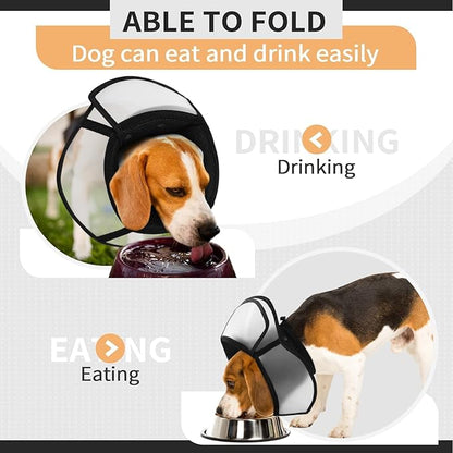 Allroaring Dog Cone Collar After Surgery, Soft Dog Cones for Large Dogs, Breathable Pet Elizabethan Collar Dogs Recovery Cone to Stop Licking Protective Wound Lightweight E-Collar, Black XL