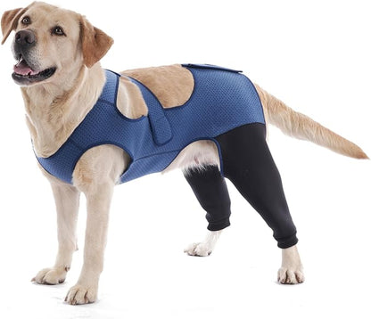 Dog Recovery Sleeve, Dog Recovery Suit, Abrasion Resistant Sleeve Front Leg, Washable 3mm Thick and Breathable, Pet Wounds Prevent Licking, Bite, Being Wet (XLarge, Rear Both Leg)