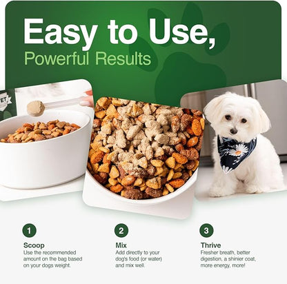 Human-Grade Superfood for Dogs, Premium Greens Powder Supplement for Dental Health, Longevity, Hip & Joint, Gut Health, Allergies, Immune Support, Skin & Coat - Peanut Butter - 3.5 oz