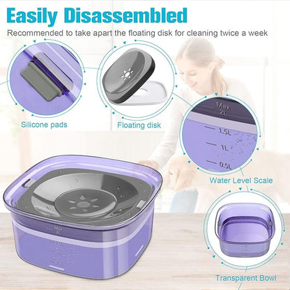 UPSKY 70oz Dog Water Bowl 2L No Spill Dog Bowls Large Capacity Spill Proof Slow Water Feeder, No Splash Dog Bowl Pet Water Dispenser Vehicle Carried Travel Slow Drinking Bowls for Messy Drinkers, Cats